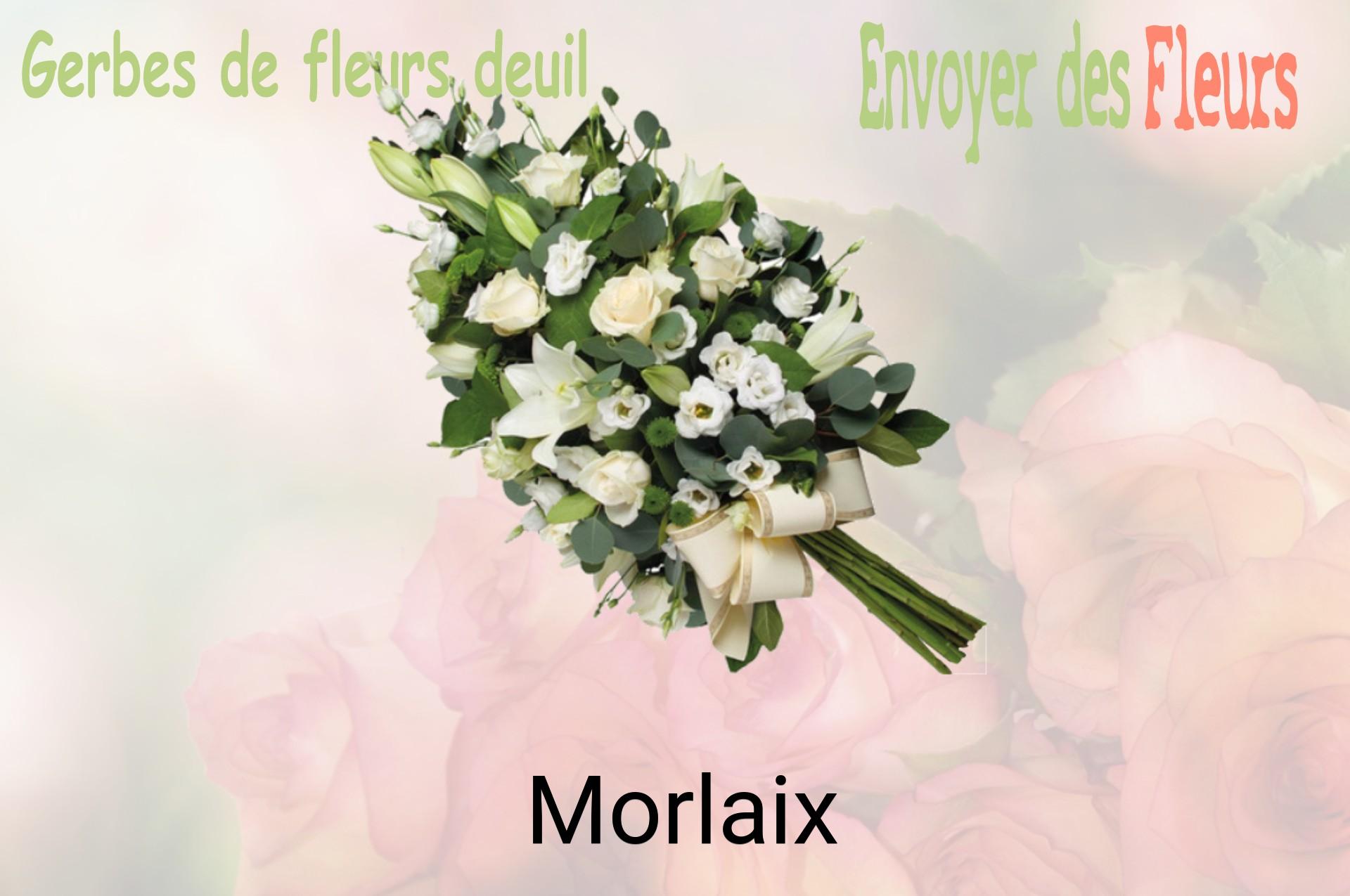 Gerbe de fleurs de deuil livrée à Morlaix